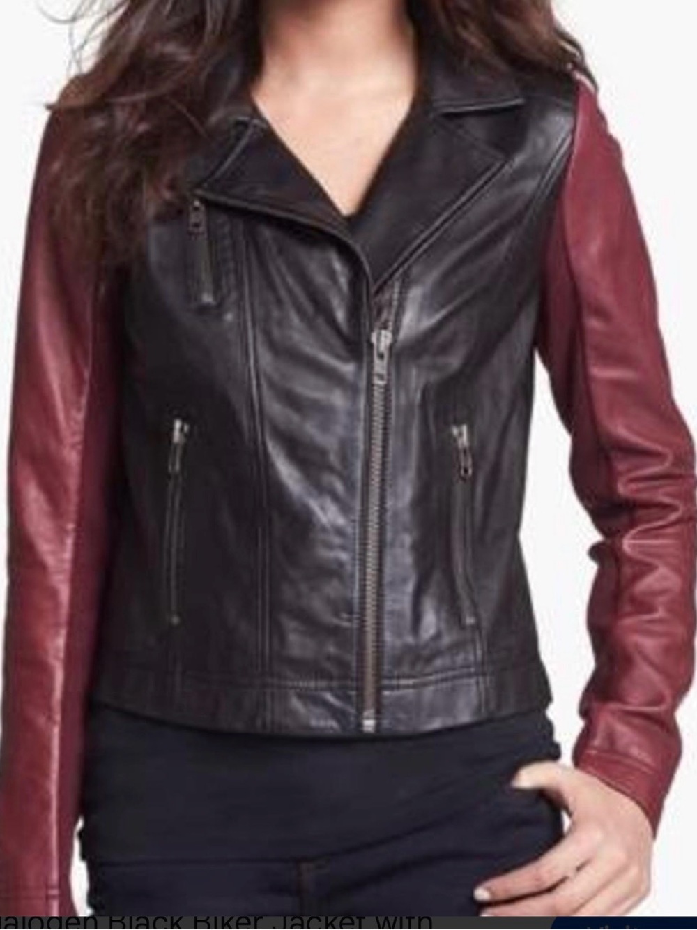 Halogen two-toned genuine leather moto biker jacket size small